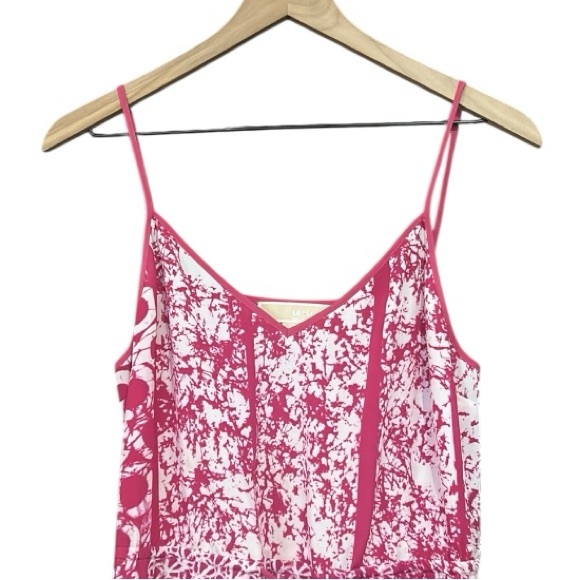 Michael Kors Spaghetti Strap Front Slit V Neck Maxi Dress Pink White Size Small - Picture 10 of 14